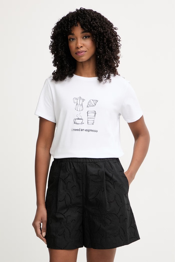 Marella t-shirt γυναικείο βαμβακερό με ελαστάν Emme by Marella λευκό 2615971072200