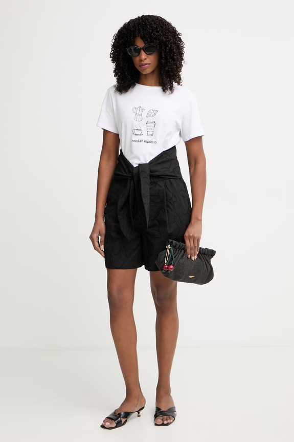 Marella t-shirt γυναικείο βαμβακερό με ελαστάν Emme by Marella 2615971072200 λευκό SS26