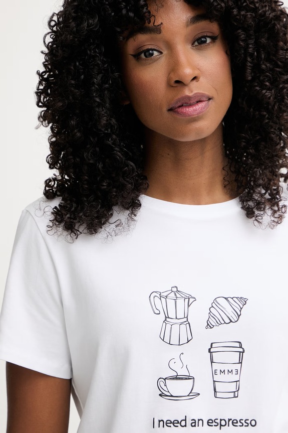 Marella t-shirt γυναικείο βαμβακερό με ελαστάν Emme by Marella λευκό 2615971072200