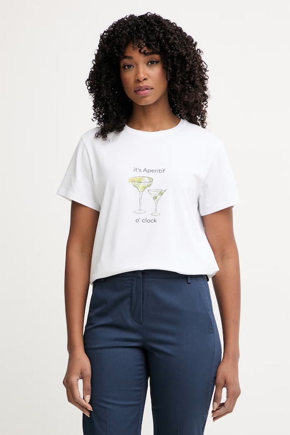 Marella T-shirt γυναικείος βαμβακερός με ελαστάνη Emme by Marella λευκό 2615971072200