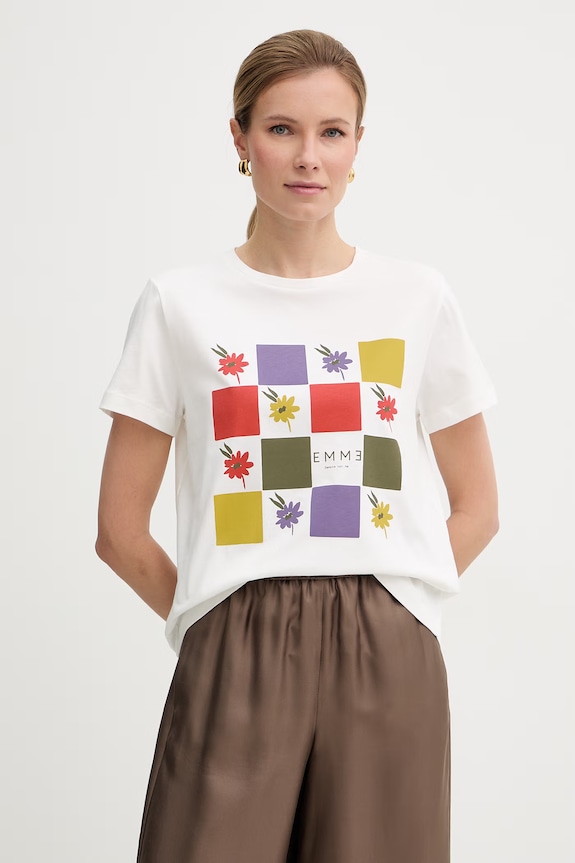 Marella tricou pentru femei, din bumbac Emme by Marella bej 2615971092200