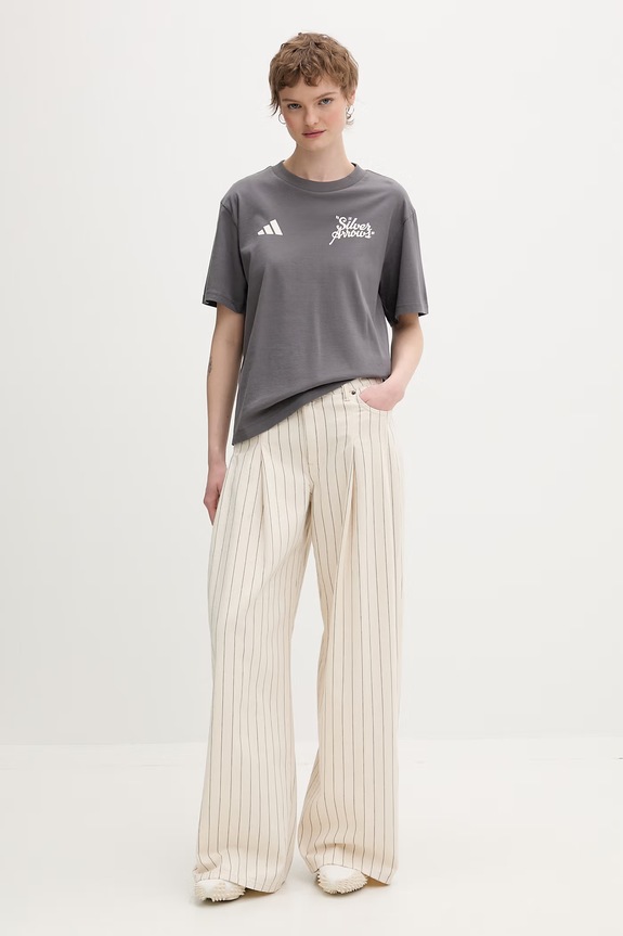adidas majica za žene od pamuka x Mercedes KR3565 siva SS26