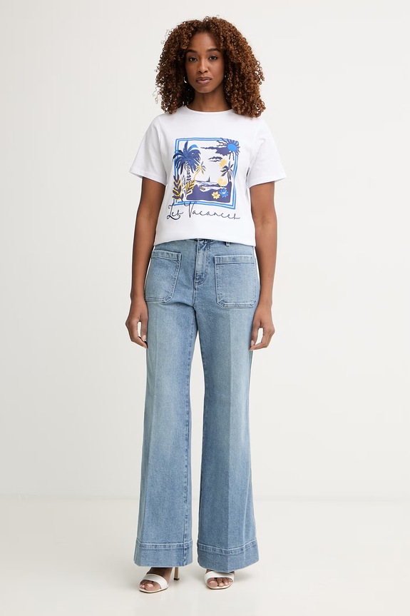 iBlues t-shirt damski bawełniany PEPE 2617971072200 biały SS26