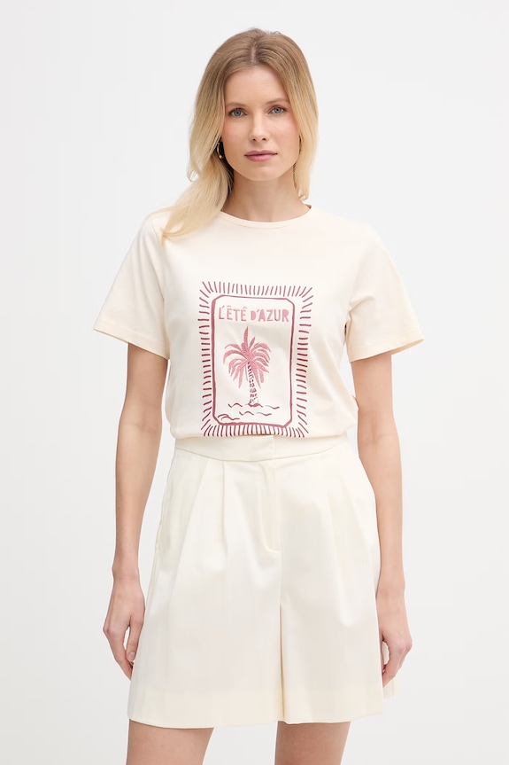 iBlues t-shirt damski bawełniany PEPE beżowy 2617971072200
