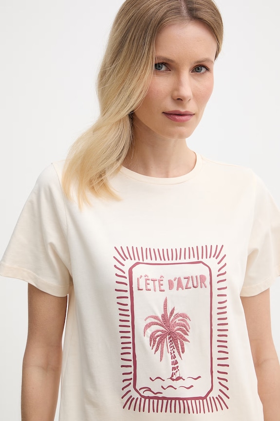 iBlues t-shirt damski bawełniany PEPE beżowy 2617971072200