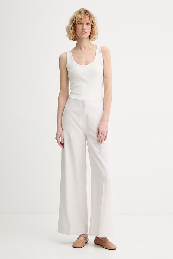 Calvin Klein top damski bawełniany z elastanem LV044F210G beżowy SS26