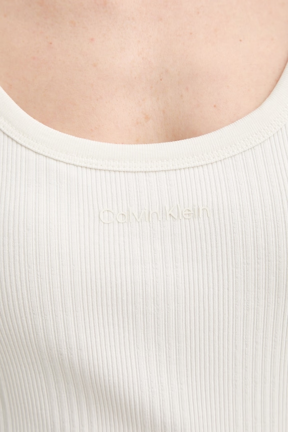 Calvin Klein top damski bawełniany z elastanem LV044F210G beżowy