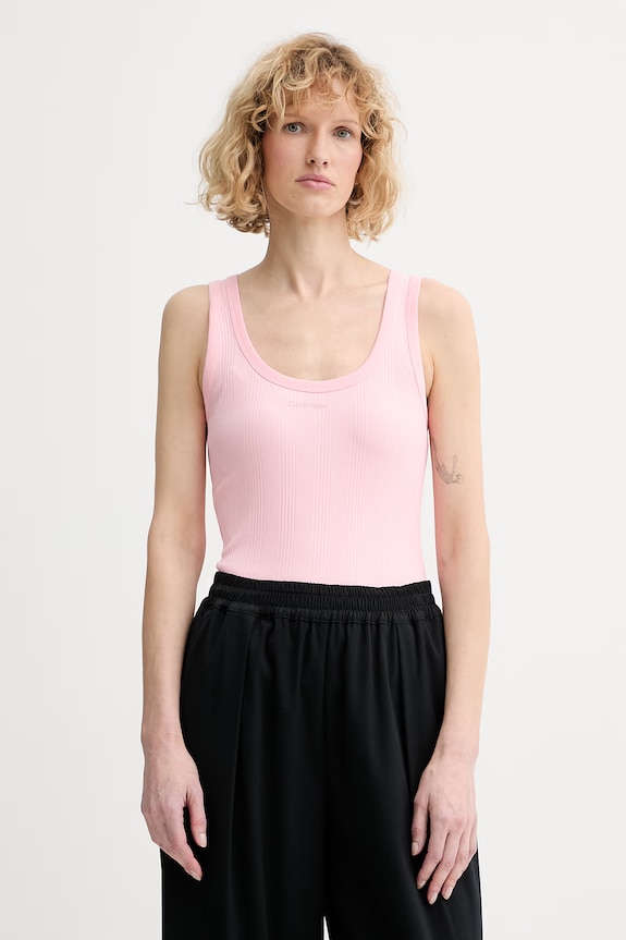 Calvin Klein top dámsky bavlnený s elastanom ružová LV044F210G