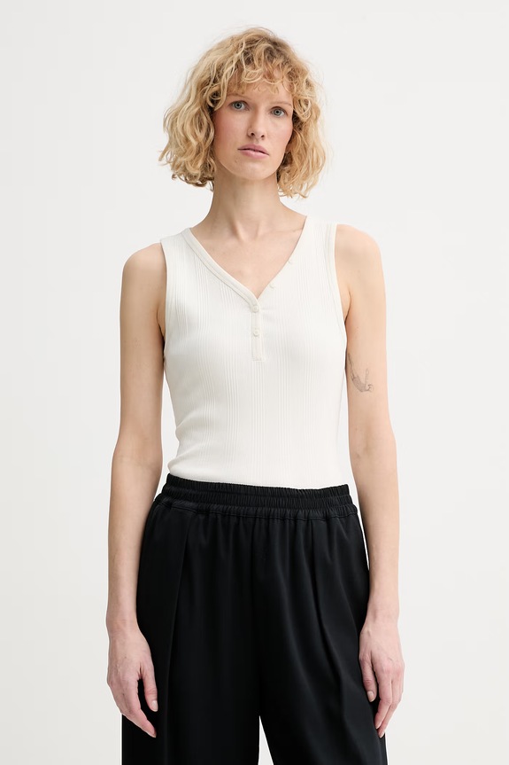 Calvin Klein top dámsky bavlnený s elastanom béžová LV044F213G