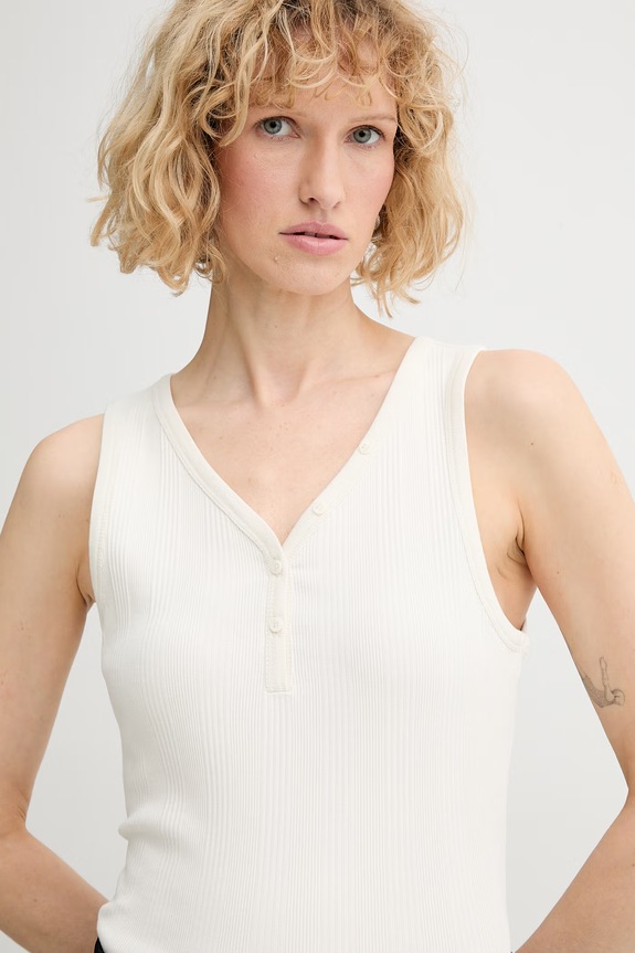 Calvin Klein top dámsky bavlnený s elastanom béžová LV044F213G