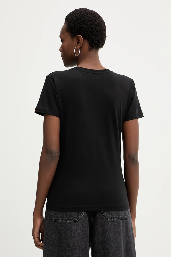 Ρούχα Βαμβακερό μπλουζάκι Alpha Industries Basic BL Mirror Leo W 196051ML μαύρο