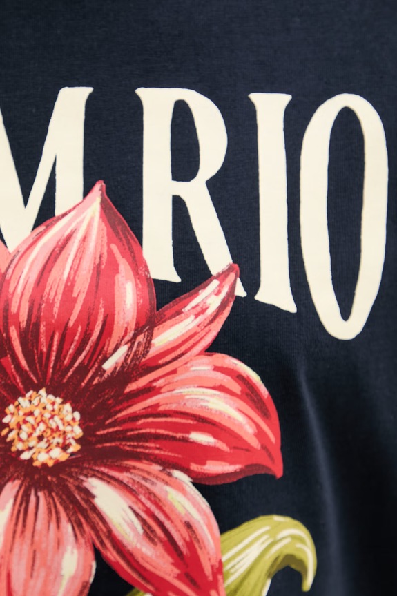 Barbour t-shirt γυναικείο βαμβακερό x Farm Rio LTS0736 σκούρο μπλε