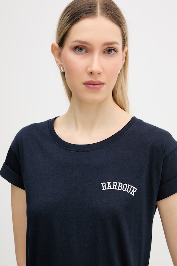 Barbour tricou din bumbac bleumarin LTS0718