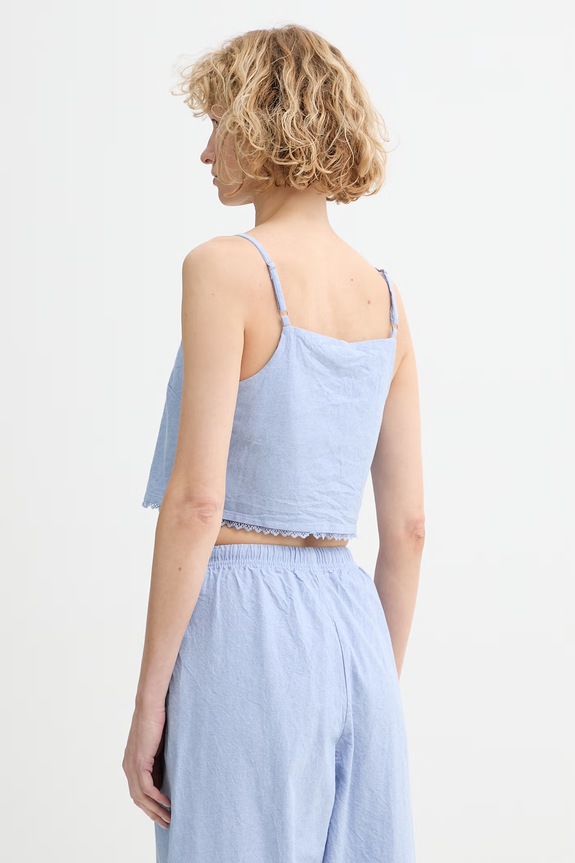 Oblečenie American Vintage crop top dámsky bavlnený FEO07A modrá