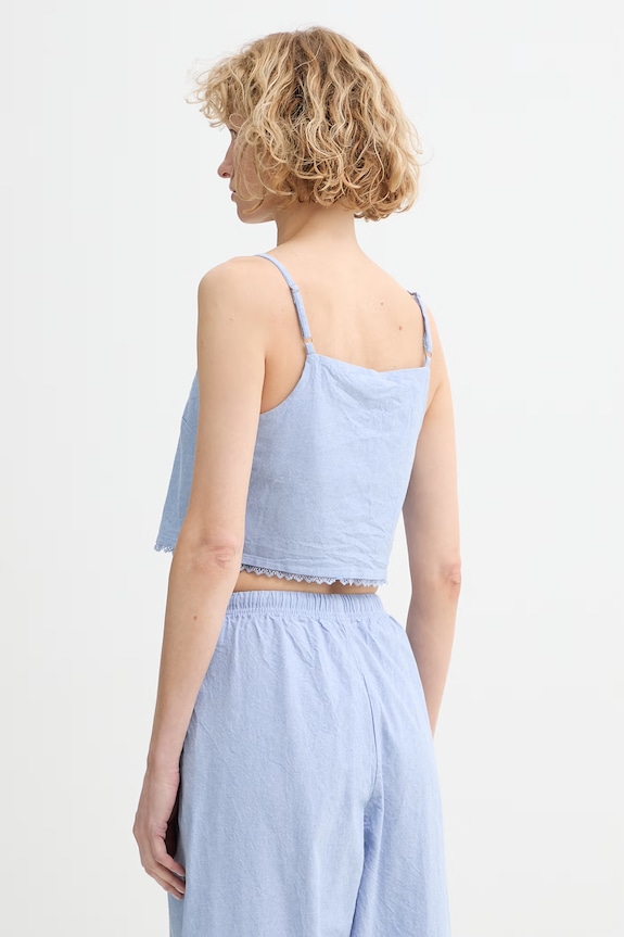Oblečenie American Vintage crop top dámsky bavlnený FEO07A modrá