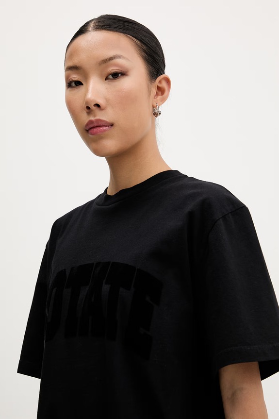 Rotate T-shirt damski bawełniany czarny 115326100
