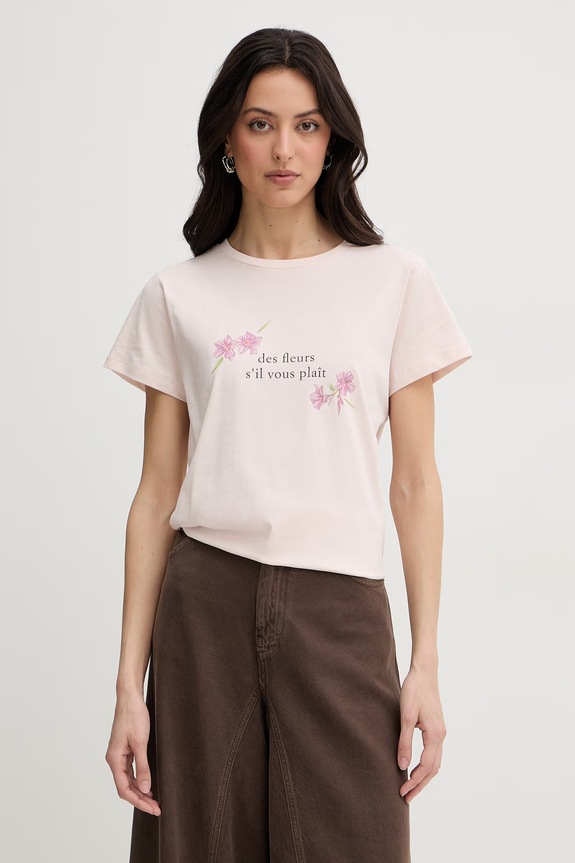 Twinset t-shirt damski bawełniany różowy 261TP2341