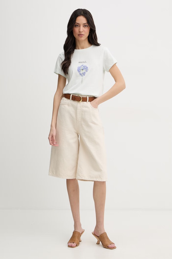 Twinset t-shirt damski bawełniany 261TP2341 turkusowy SS26