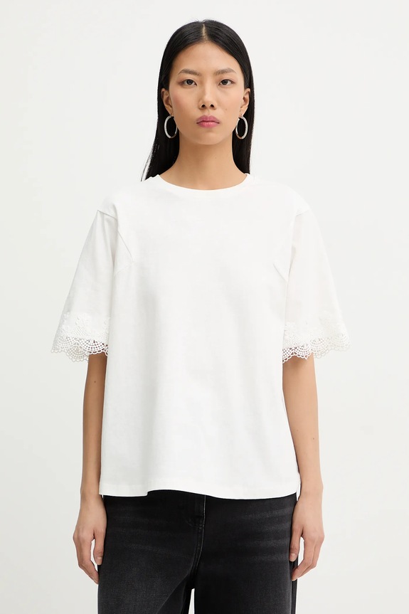 Twinset t-shirt bawełniany bawełna beżowy 261TP2110