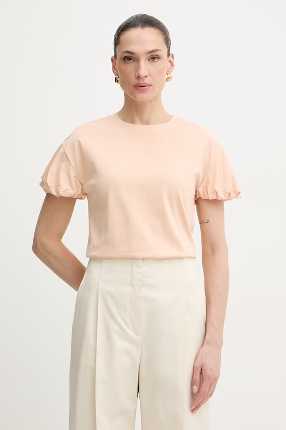 Twinset t-shirt bawełniany bawełna beżowy 261TP2210