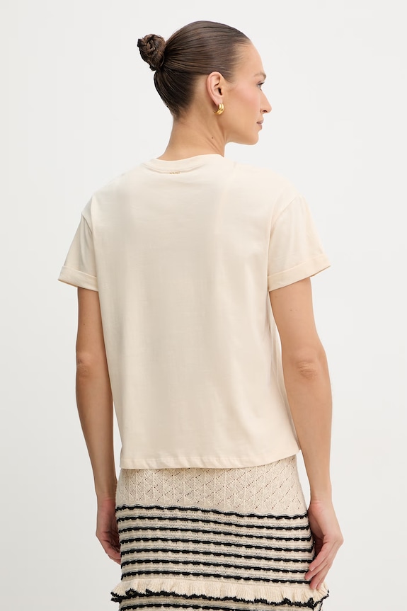 Дрехи Памучна тениска Twinset 261TP2343 бежов