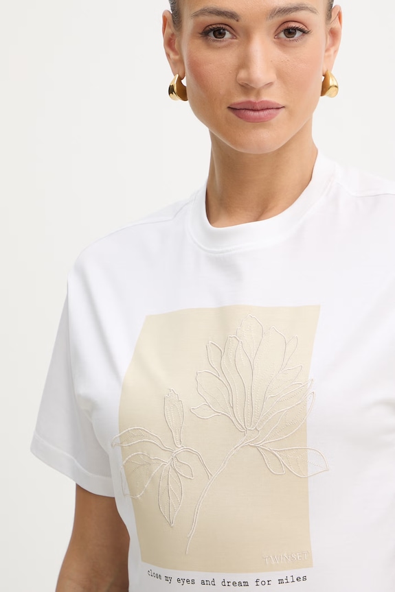 Bavlněné tričko Twinset bílá 261TE2090