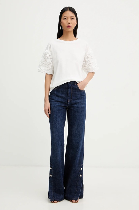 Twinset tricou din bumbac 261AP2233 bej SS26