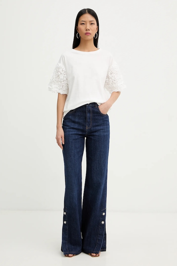 Twinset tricou din bumbac 261AP2233 bej SS26