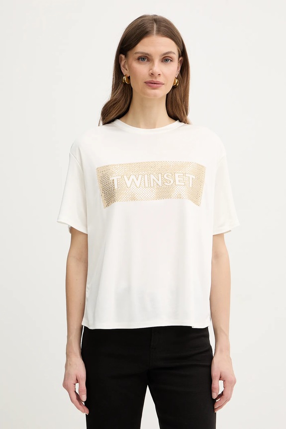 Twinset t-shirt sima bézs 261LB2SAA