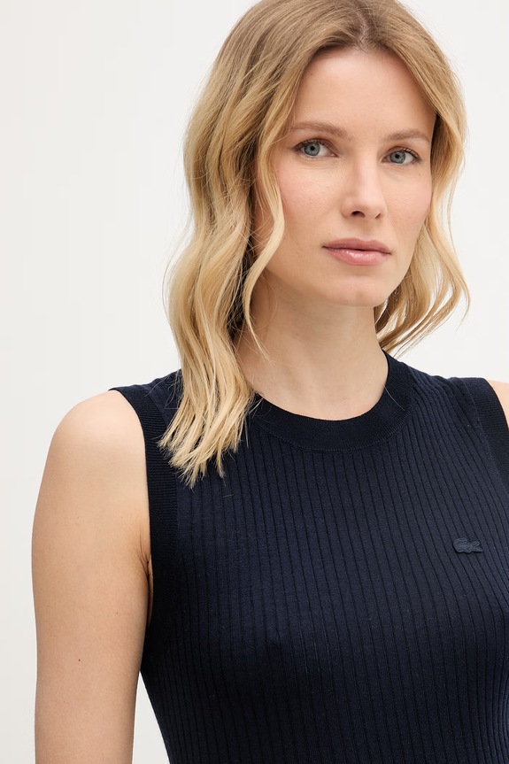 Lacoste top tricotat pentru femei, din in bleumarin AF9988