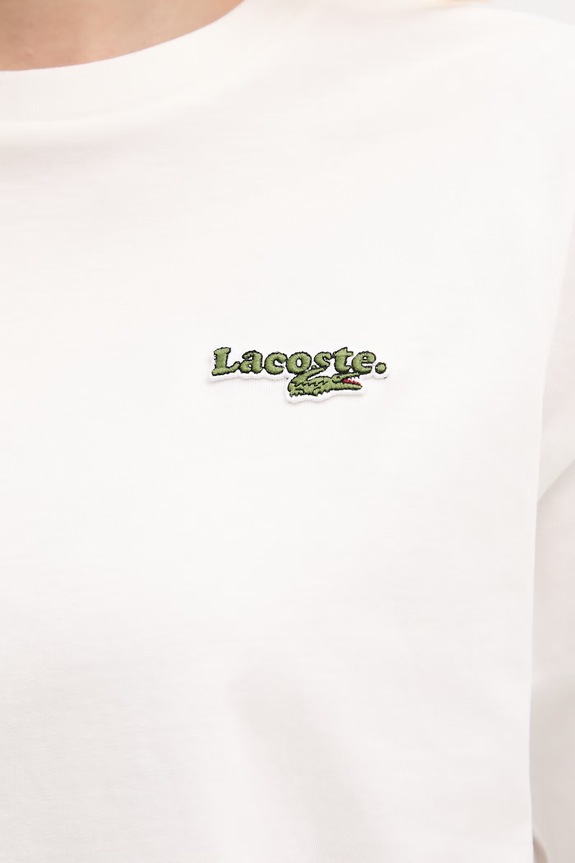 Lacoste crop top damski bawełniany TF7605 biały