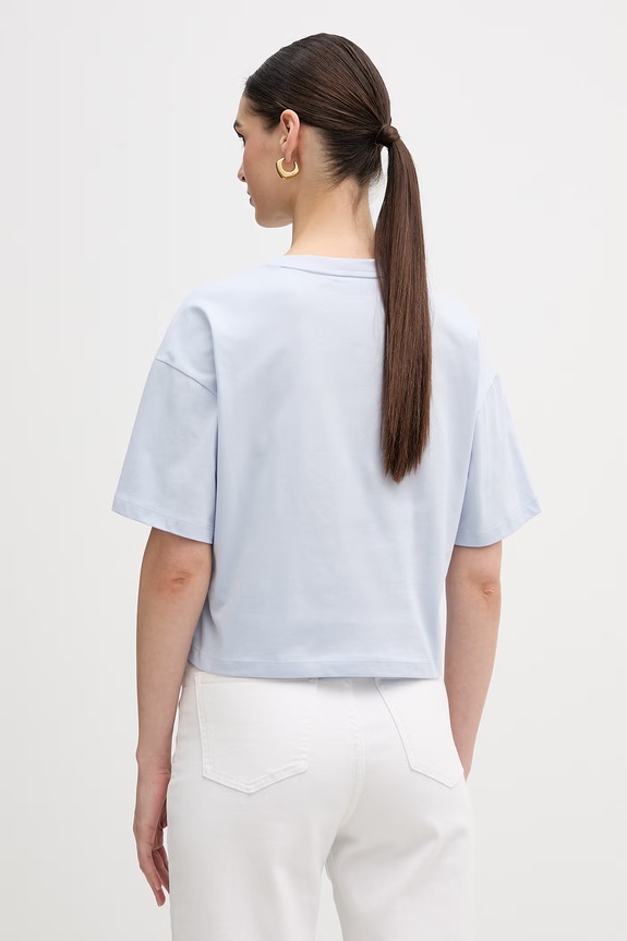 Odzież Lacoste crop top damski bawełniany TF7605 niebieski