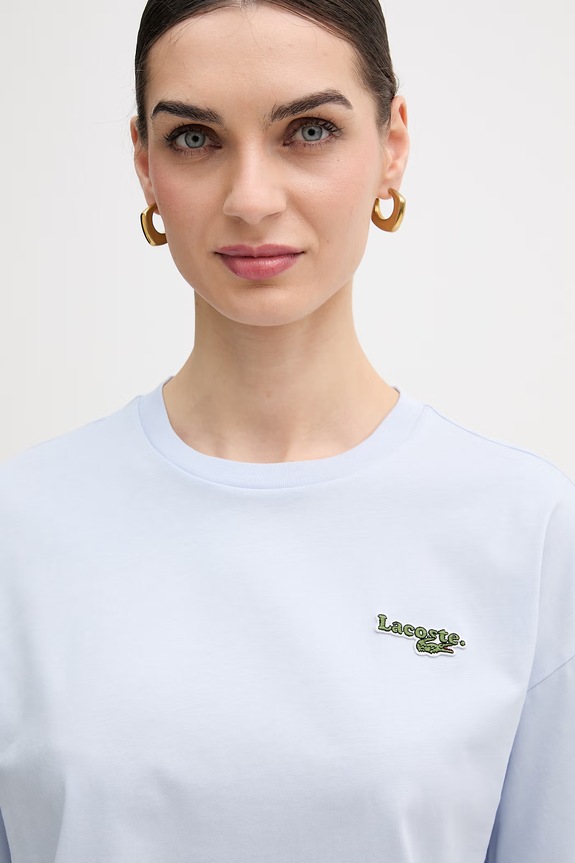Lacoste crop top damski bawełniany niebieski TF7605