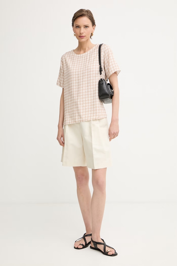 Trussardi μπλούζα γυναικεία από βισκόζη D000A000421N μπεζ SS26