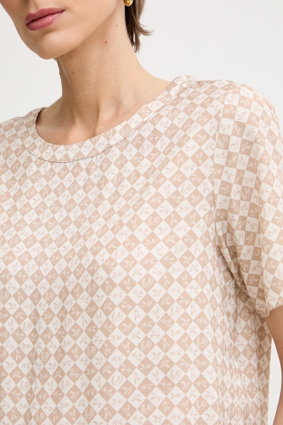 Trussardi μπλούζα γυναικεία από βισκόζη D000A000421N μπεζ