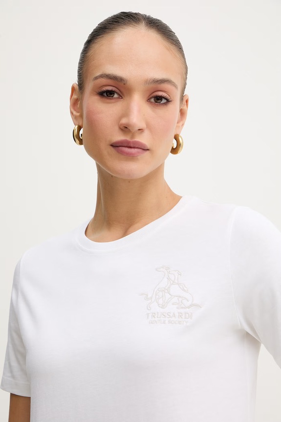 Bavlněné tričko Trussardi béžová G1156000243N