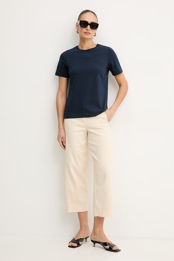 Bavlněné tričko Trussardi G1156000243N námořnická modř SS26