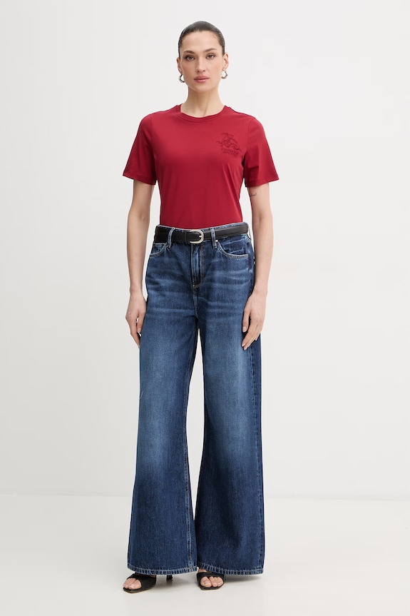 Bavlněné tričko Trussardi G1156000243N burgundské SS26