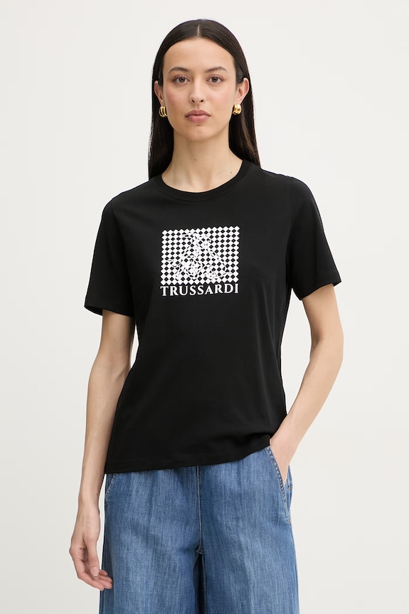 Trussardi tricou pentru femei, din bumbac negru G1346000246N