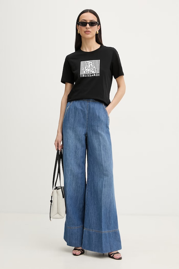 Trussardi tricou pentru femei, din bumbac G1346000246N negru SS26