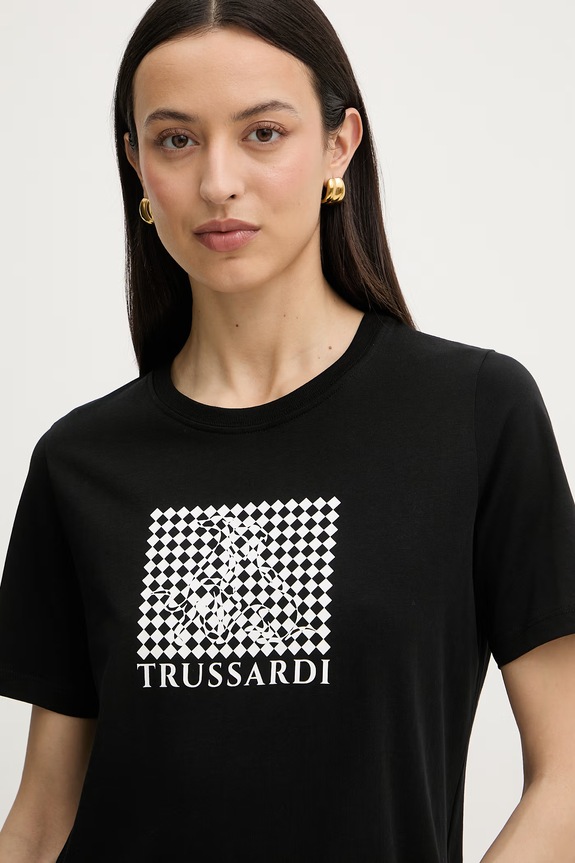 Trussardi tricou pentru femei, din bumbac negru G1346000246N