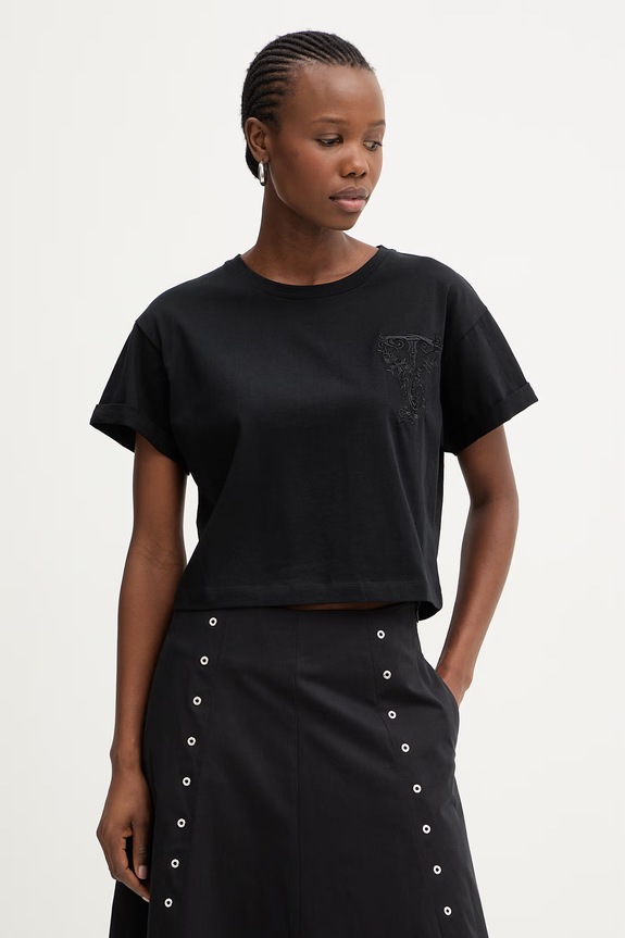 Twinset dámske bavlnené oversize tričko čierna 261TT2380