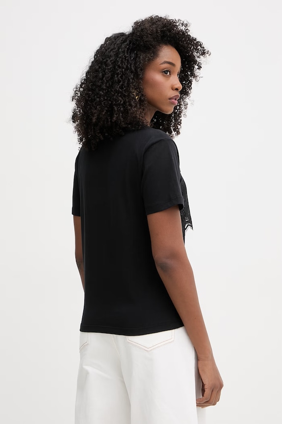 Ρούχα Twinset t-shirt γυναικείο βαμβακερό 261TT2490 μαύρο