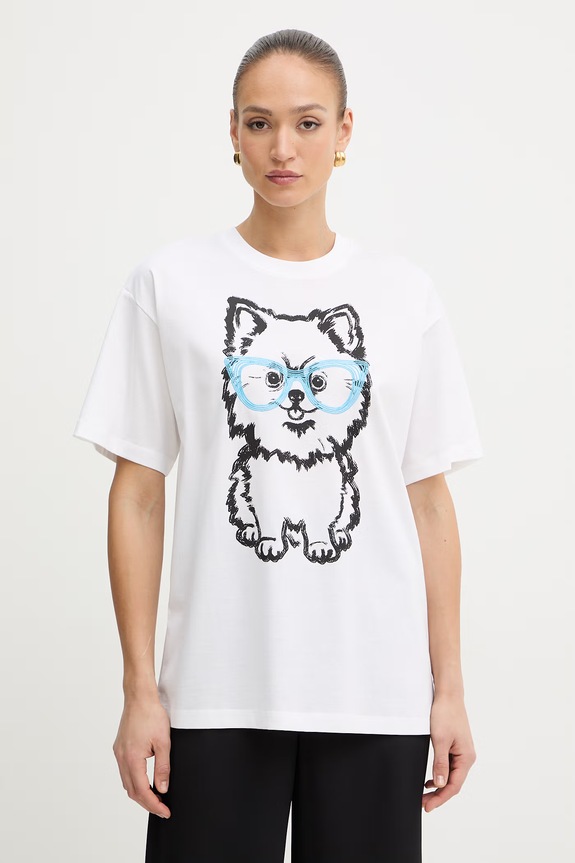 Twinset T-shirt da donna in cotone bianco 261AQ2010