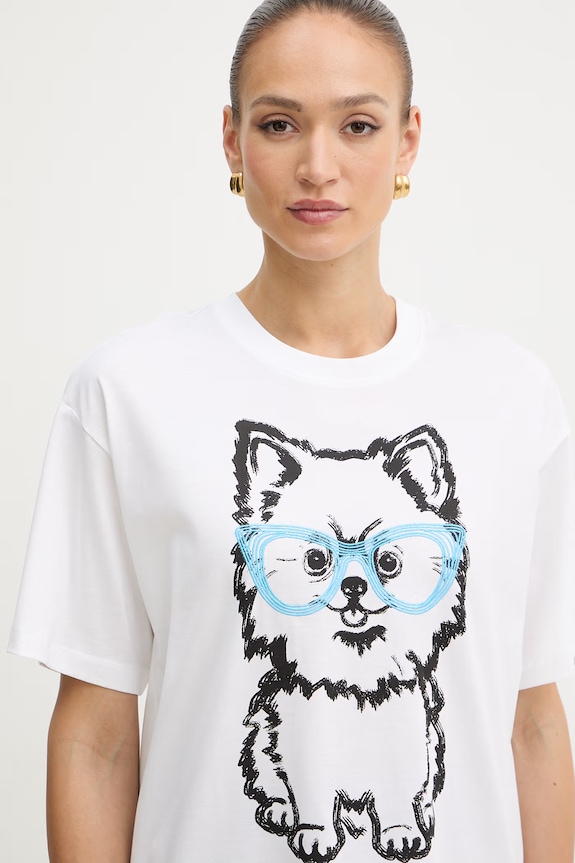 Twinset T-shirt da donna in cotone bianco 261AQ2010