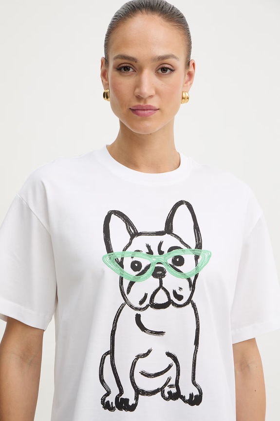 Twinset T-shirt da donna in cotone bianco 261AQ2010