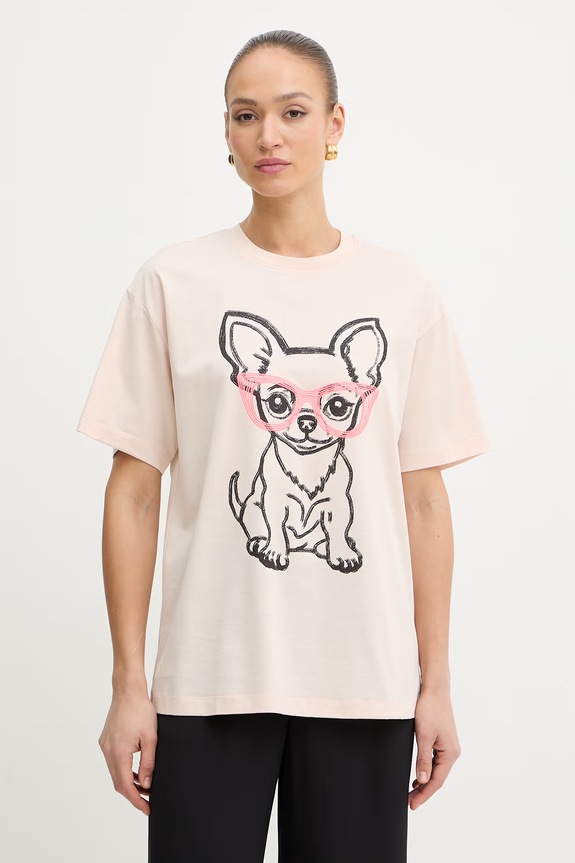 Twinset póló női pamut rózsaszín 261AQ2010