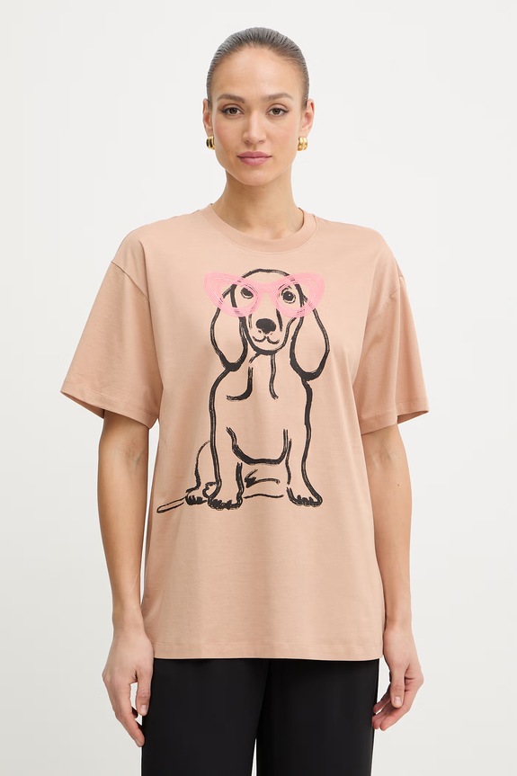 Twinset női pamut T-shirt bézs 261AQ2010