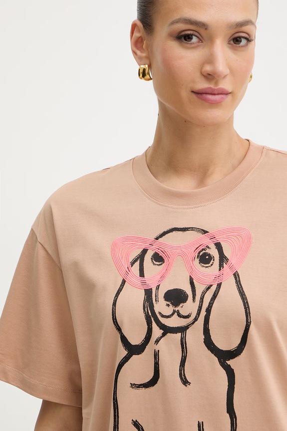 Twinset női pamut T-shirt bézs 261AQ2010