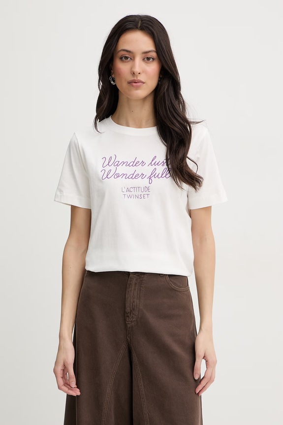Twinset t-shirt damski bawełniany biały 261AT2151